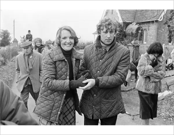 Penelope Keith and her husband Rodney Timpson on the set of 'To the Manor Born'