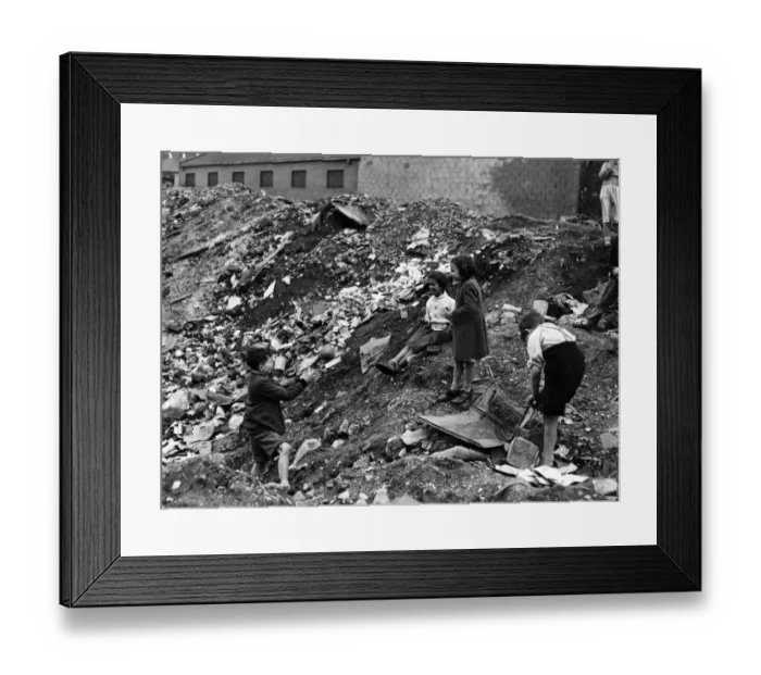 Framed Print : Children playing on a dump near Harrowby Street, Cardiff Docks Framed Print : Children playing on a dump near Harrowby Street, Cardiff Docks