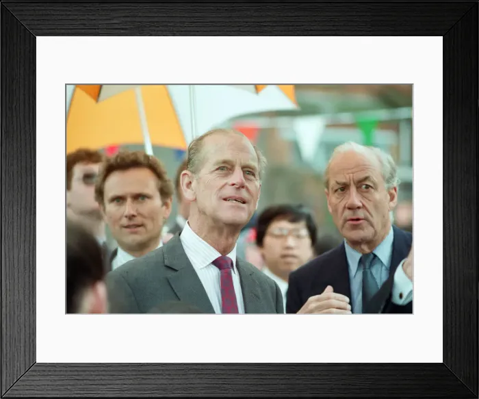 Framed Print : Prince Philip, Duke of Edinburgh tours the Century Drive housing development off Albert