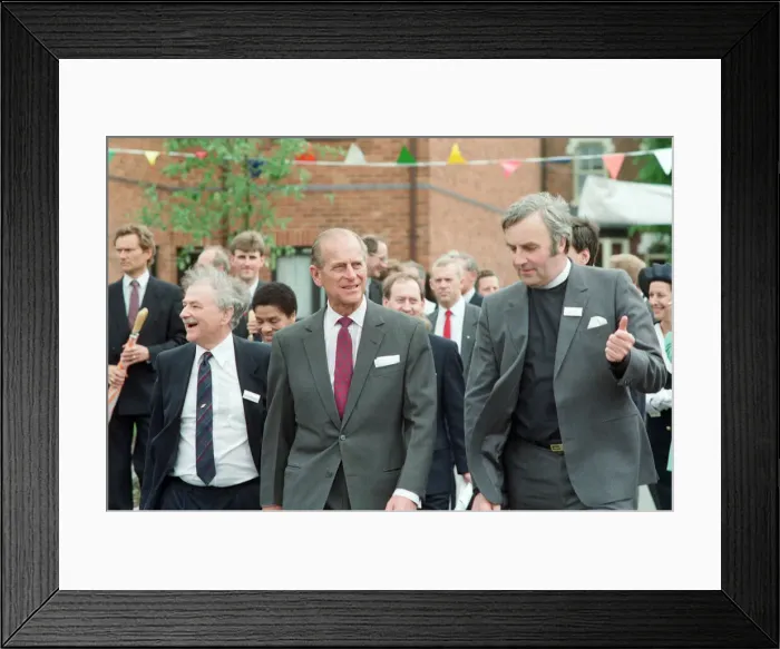 Framed Print : Prince Philip, Duke of Edinburgh tours the Century Drive housing development off Albert