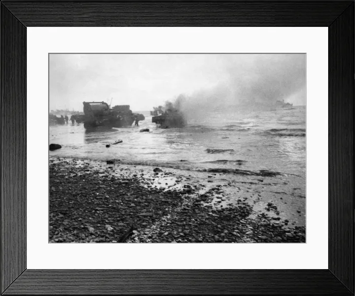 Framed Print : D-Day landings on the beaches of Normandy, Northern Frances as the Allied armies make an