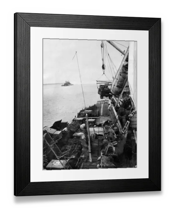 Framed Print : Allied troops proceed inland into Northern France on the mission to liberate France