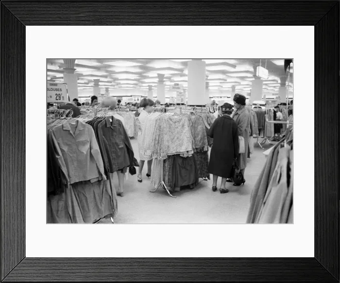 Framed Print : Shoppers in the Oxford Street branch of Marks & Spencer. 7th July 1966 Framed Print : Shoppers in the Oxford Street branch of Marks & Spencer. 7th July 1966