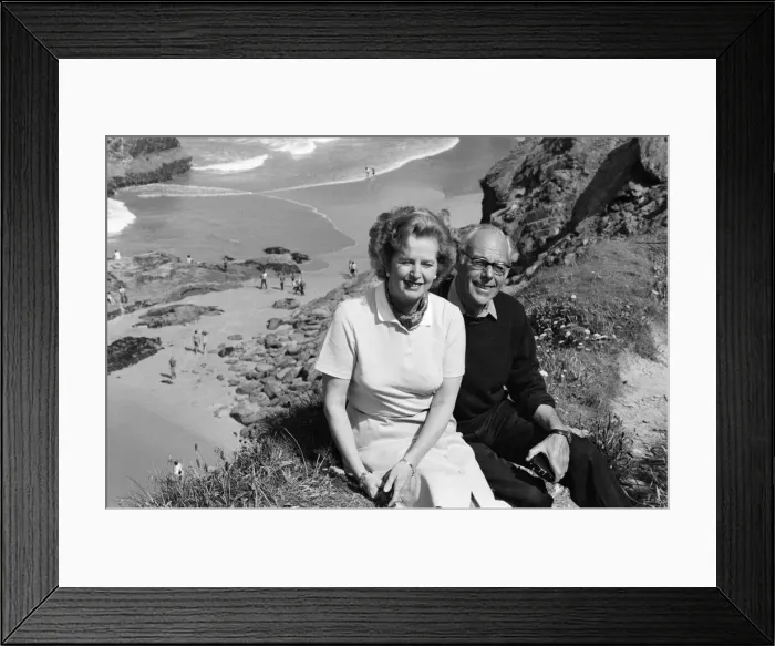 Framed Print : Prime Minister Margaret Thatcher and her husband Denis on holiday in North Cornwall Framed Print : Prime Minister Margaret Thatcher and her husband Denis on holiday in North Cornwall