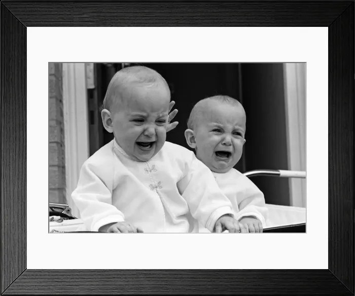 Framed Print : Twin sisters Anna (right) and Barbara Rozycki, at home in Coventry Framed Print : Twin sisters Anna (right) and Barbara Rozycki, at home in Coventry