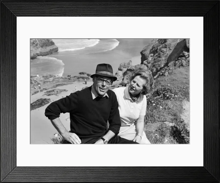 Framed Print : Prime Minister Margaret Thatcher and her husband Denis on holiday in North Cornwall Framed Print : Prime Minister Margaret Thatcher and her husband Denis on holiday in North Cornwall
