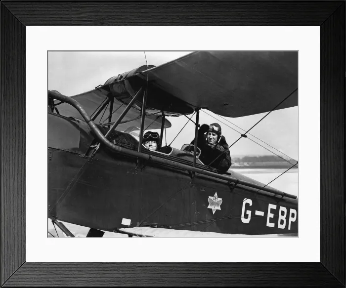 Framed Print : Duchess of Bedford and her pilot Capt C. D. Barnard on her return from a three weeks Framed Print : Duchess of Bedford and her pilot Capt C. D. Barnard on her return from a three weeks