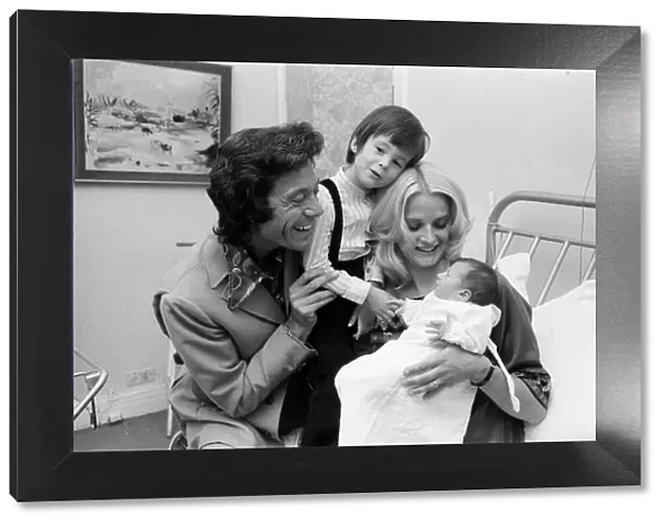 Lionel Blair with his wife Susan and their new baby daughter Lucy at the Avenue Clinic