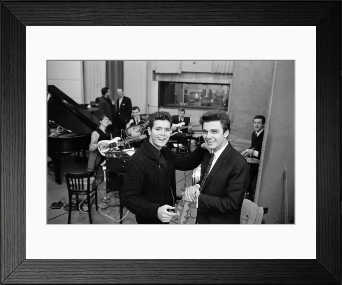 Framed Print : John Rostill (right) at the EMI Studios at St Johns Wood Framed Print : John Rostill (right) at the EMI Studios at St Johns Wood
