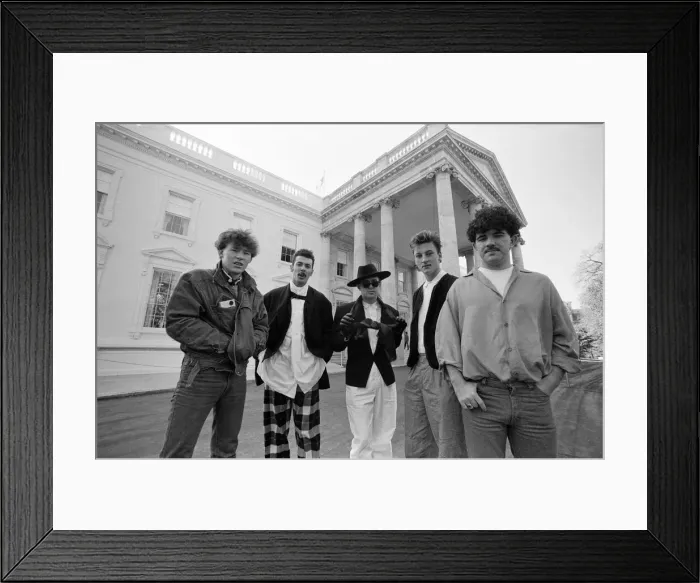 Framed Print : Frankie Goes To Hollywood at the White House in Washington during their US tour Framed Print : Frankie Goes To Hollywood at the White House in Washington during their US tour