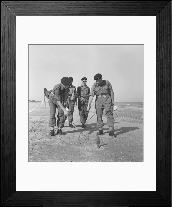 Framed Print : Suez Crisis 1956 Royal Engineers clearing mines from a beach near Port Said