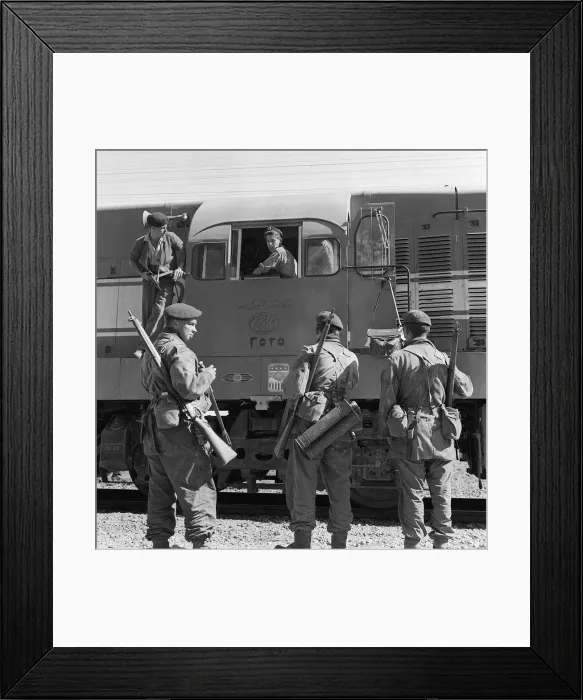 Framed Print : Suez Crisis 1956 A hospital train being taken through the Allied front line to Framed Print : Suez Crisis 1956 A hospital train being taken through the Allied front line to