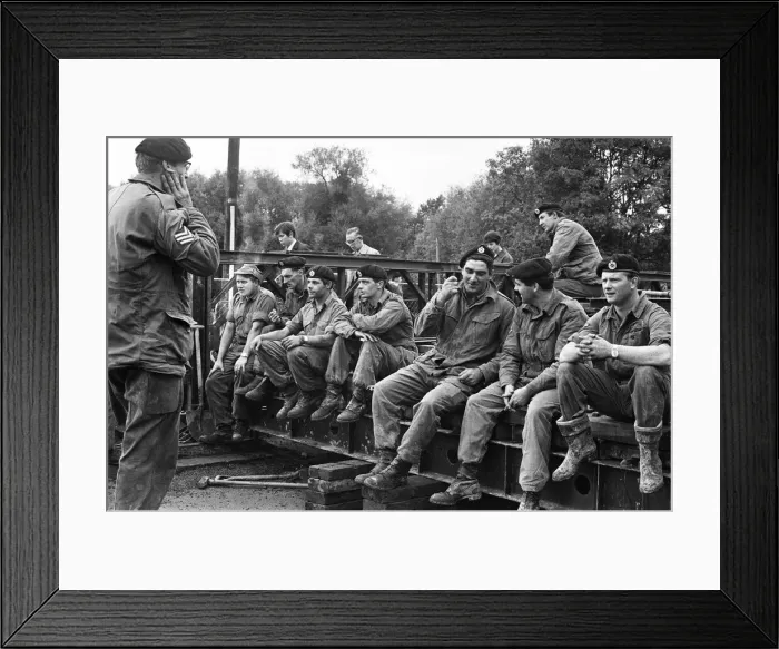 Framed Print : Soldiers of The Royal Engineers build bridges to help local residents after heavy floods Framed Print : Soldiers of The Royal Engineers build bridges to help local residents after heavy floods
