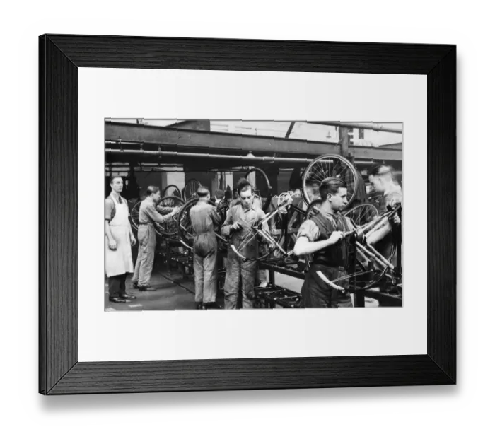 Framed Print : BSA Bicycle assembly line in Small Heath 30th April 1935 Framed Print : BSA Bicycle assembly line in Small Heath 30th April 1935