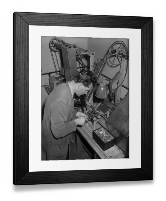 Framed Print : Esterbrook Pen Factory 21st November 1967 Nib production at the Esterbrook Pen