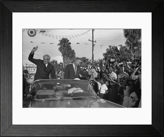 Framed Print : Premier Alexander Bustamante (left) with Vice President Lyndon B Framed Print : Premier Alexander Bustamante (left) with Vice President Lyndon B