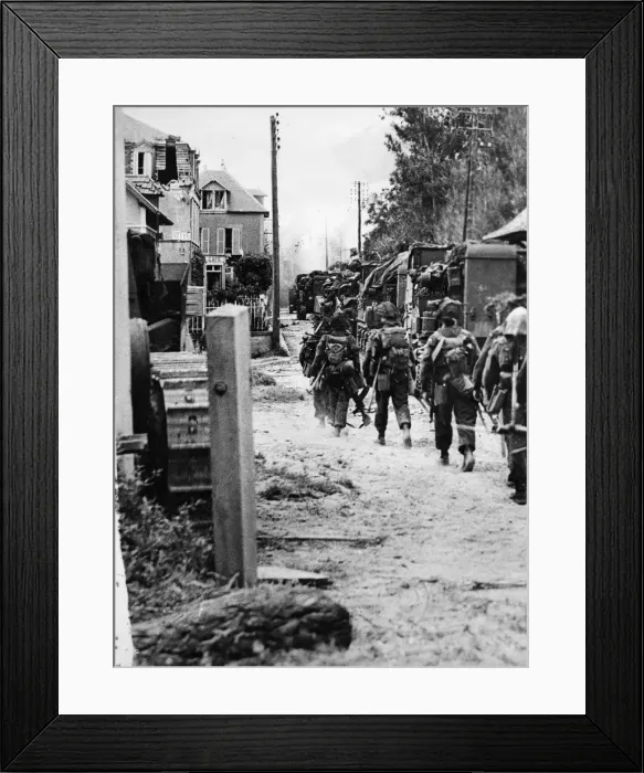 Framed Print : Allied troops proceed inland into Northern France on the mission to liberate France Framed Print : Allied troops proceed inland into Northern France on the mission to liberate France