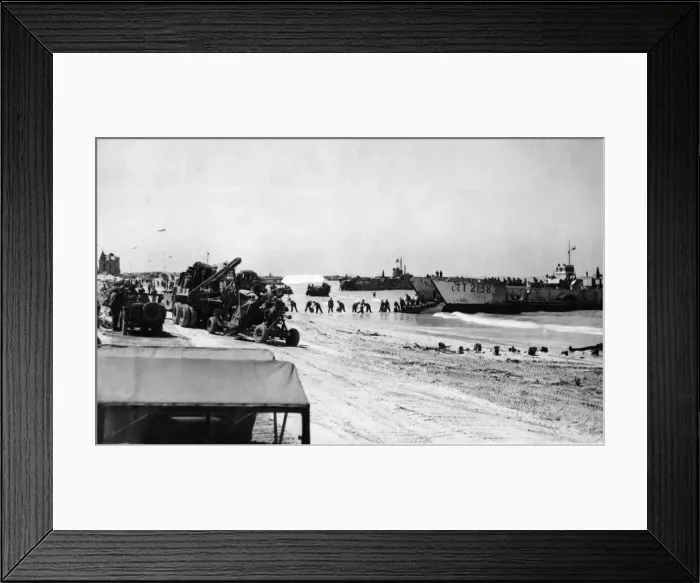 Framed Print : Allied troops proceed inland into Northern France on the mission to liberate France