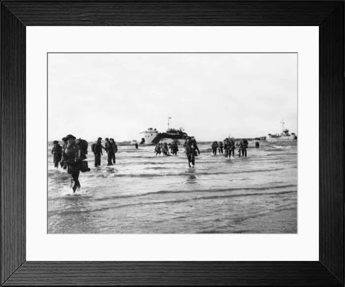 Framed Print : Allied troops proceed inland into Northern France on the mission to liberate France