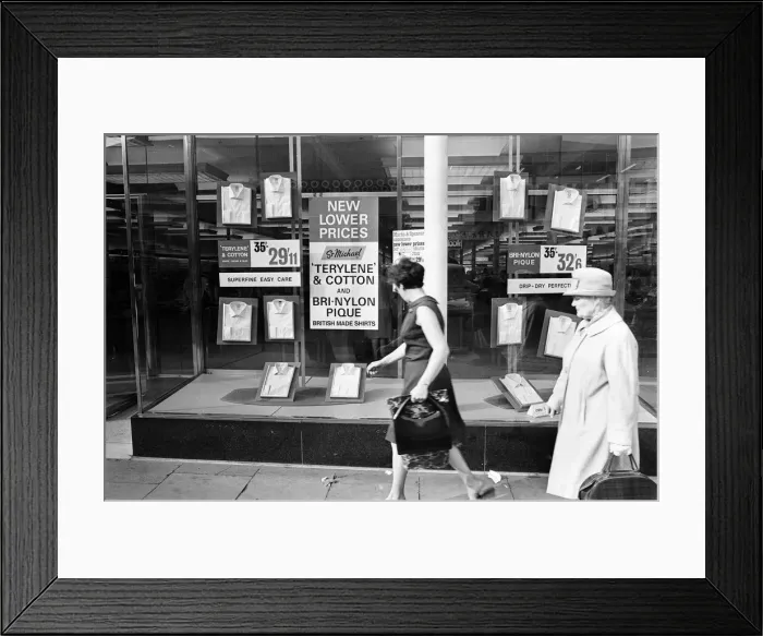 Framed Print : Outside a branch of Marks & Spencer. 22nd September 1966 Framed Print : Outside a branch of Marks & Spencer. 22nd September 1966