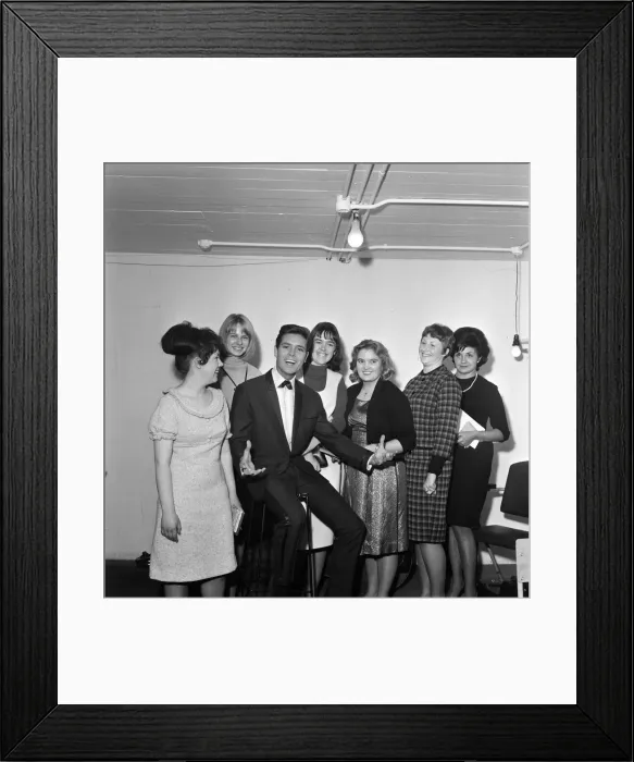 Framed Print : Big Beat Night at Wembley Pool. Pictured, Cliff Richard with six girls he invited to see Framed Print : Big Beat Night at Wembley Pool. Pictured, Cliff Richard with six girls he invited to see