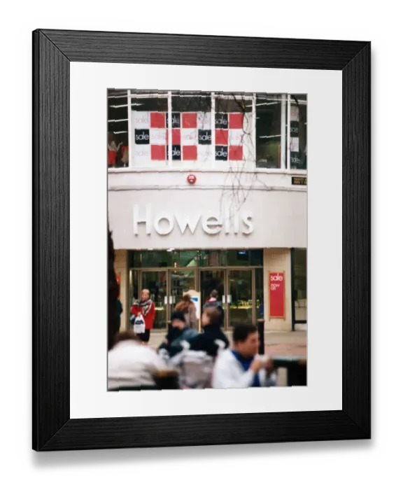 Framed Print : Howells department store in Cardiff, Wales. January 1997