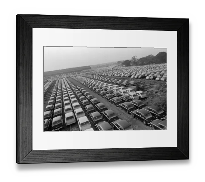 Framed Print : General scenes showing cars parked outside the BMC factory in Longbridge Framed Print : General scenes showing cars parked outside the BMC factory in Longbridge