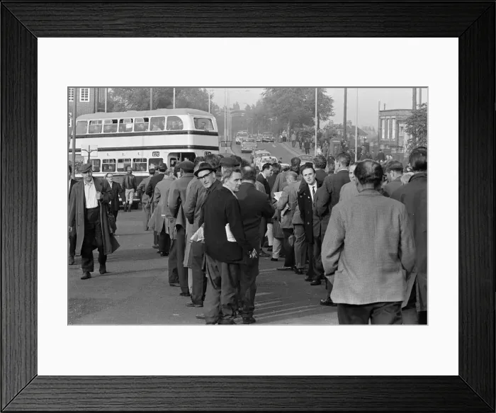 Framed Print : General scenes outside the BMC factory in Longbridge, Birmingham after new cars rolled Framed Print : General scenes outside the BMC factory in Longbridge, Birmingham after new cars rolled