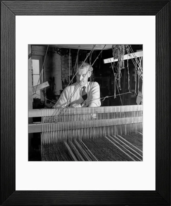 Framed Print : Carpet Making Picture shows a man working on his loom Framed Print : Carpet Making Picture shows a man working on his loom