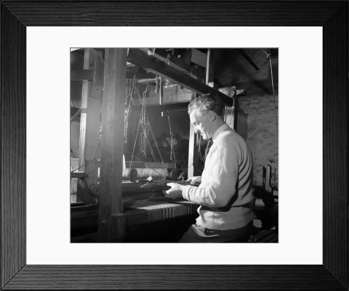 Framed Print : Carpet Making Picture shows a man working on his loom. 1956 Framed Print : Carpet Making Picture shows a man working on his loom. 1956