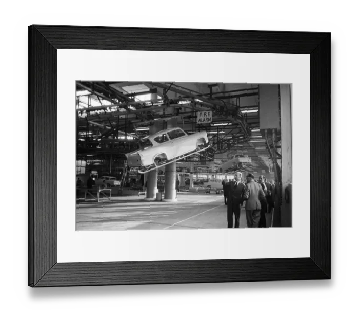 Framed Print : New Ford Anglia cars coming off the production line at the new Ford paint