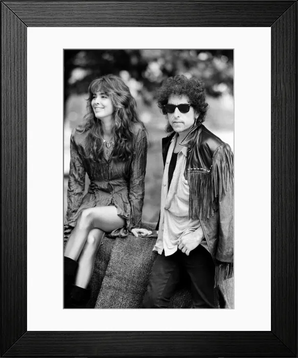 Framed Print : Fiona Flanagan and Bob Dylan attend a photocall for their film Hearts of Fire
