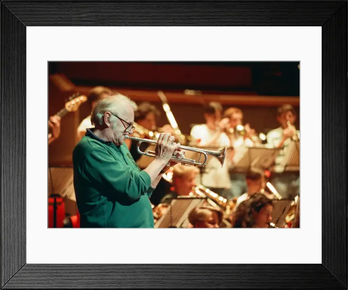 Framed Print : Humphrey Lyttelton rehearses with the Birmingham Schools Jazz Orchestra at the Symphony Framed Print : Humphrey Lyttelton rehearses with the Birmingham Schools Jazz Orchestra at the Symphony