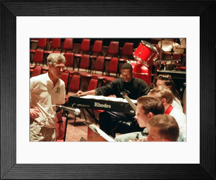 Framed Print : Georgie Fame at Birmingham Town Hall with kids from the Birmingham Schools Jazz Orchestra Framed Print : Georgie Fame at Birmingham Town Hall with kids from the Birmingham Schools Jazz Orchestra