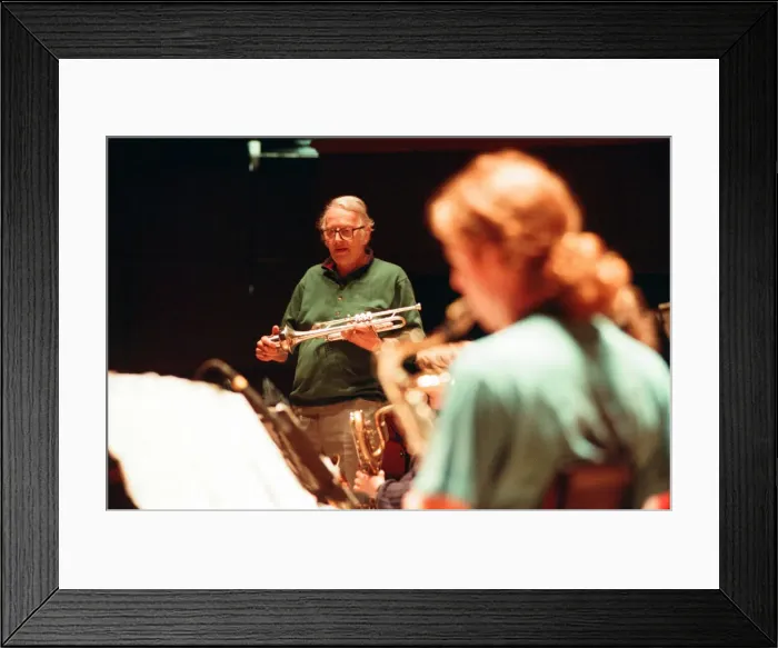 Framed Print : Humphrey Lyttelton rehearses with the Birmingham Schools Jazz Orchestra at the Symphony Framed Print : Humphrey Lyttelton rehearses with the Birmingham Schools Jazz Orchestra at the Symphony