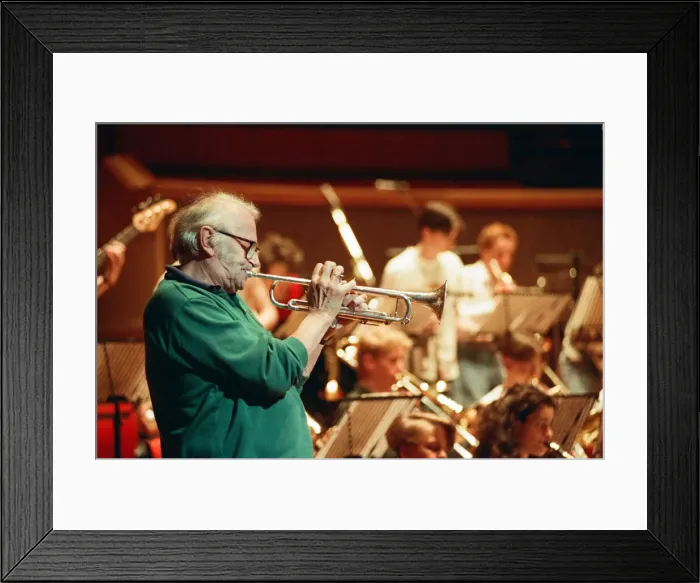 Framed Print : Humphrey Lyttelton rehearses with the Birmingham Schools Jazz Orchestra at the Symphony Framed Print : Humphrey Lyttelton rehearses with the Birmingham Schools Jazz Orchestra at the Symphony
