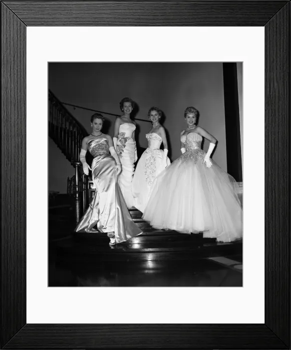 Framed Print : British Actresses preview the evening dresses they will be wearing this year