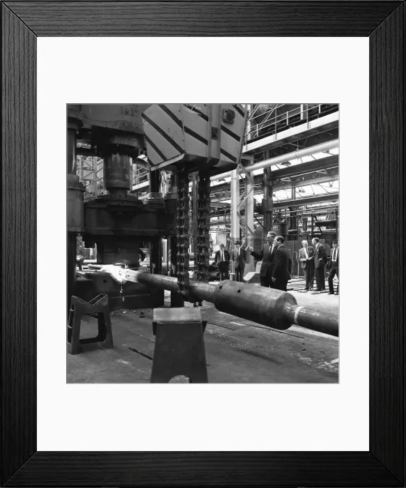 Framed Print : Mr David Ennals MP Under Secretary for the Army, seen here in the forge shop of Framed Print : Mr David Ennals MP Under Secretary for the Army, seen here in the forge shop of