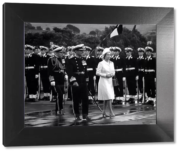 Queen Elizabeth II visits Britannia Royal Naval College, Dartmouth. 31st July 1972