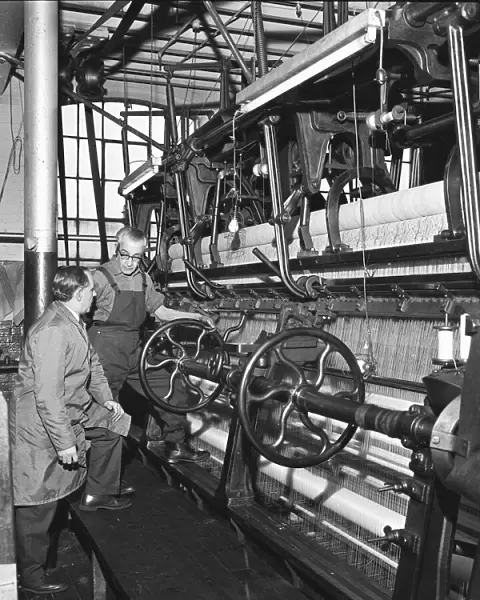 Lace curtains seen here being manufactured at an unknown Nottingham factory