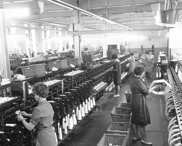 Sewing thread being manufactured at the Nottingham factory of Ws Godber