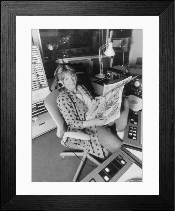 Framed Print : Anne Robinson TV Presenter May1987, in the Radio 2 Studio where she is DJ for a week Framed Print : Anne Robinson TV Presenter May1987, in the Radio 2 Studio where she is DJ for a week