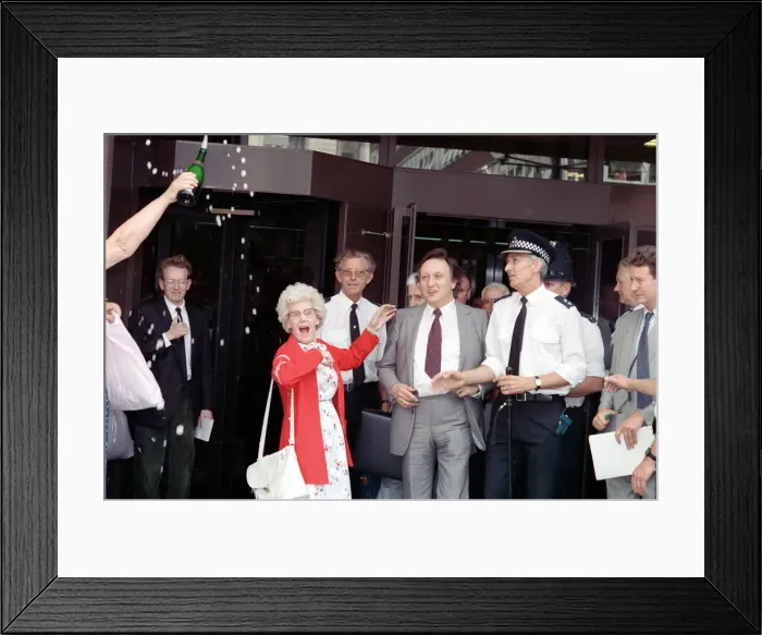 Framed Print : Comedian Ken Dodd after being acquitted of tax evasion charges. Liverpool Crown Court Framed Print : Comedian Ken Dodd after being acquitted of tax evasion charges. Liverpool Crown Court