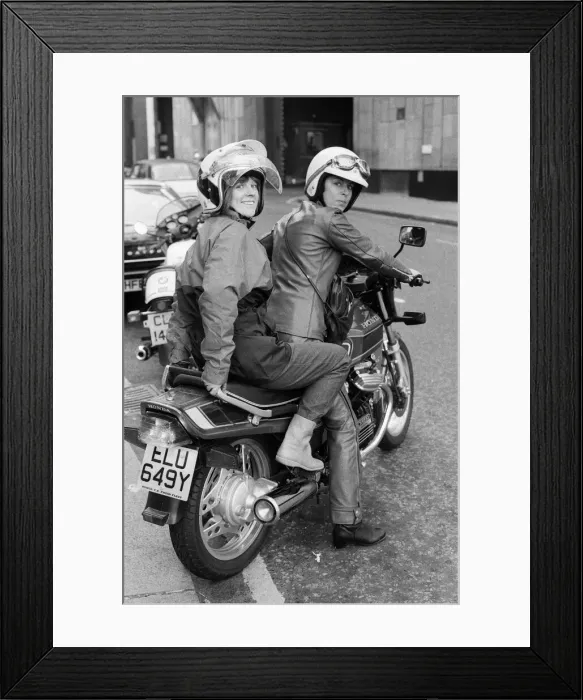 Framed Print : Daily Mirror Assistant Editor Anne Robinson goes biking Framed Print : Daily Mirror Assistant Editor Anne Robinson goes biking