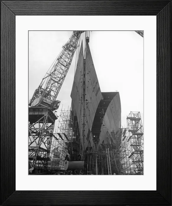 Framed Print : The bows of the the luxury liner Vistafjord are eased into place at the Neptune Yard of Framed Print : The bows of the the luxury liner Vistafjord are eased into place at the Neptune Yard of