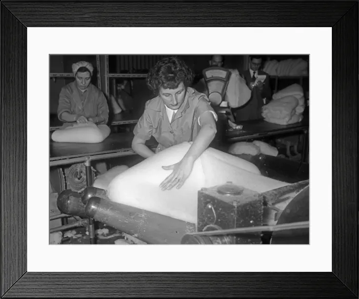 Framed Print : Women working in the wool felt section at the Denham and Hargreaves factory, Atherstone Framed Print : Women working in the wool felt section at the Denham and Hargreaves factory, Atherstone