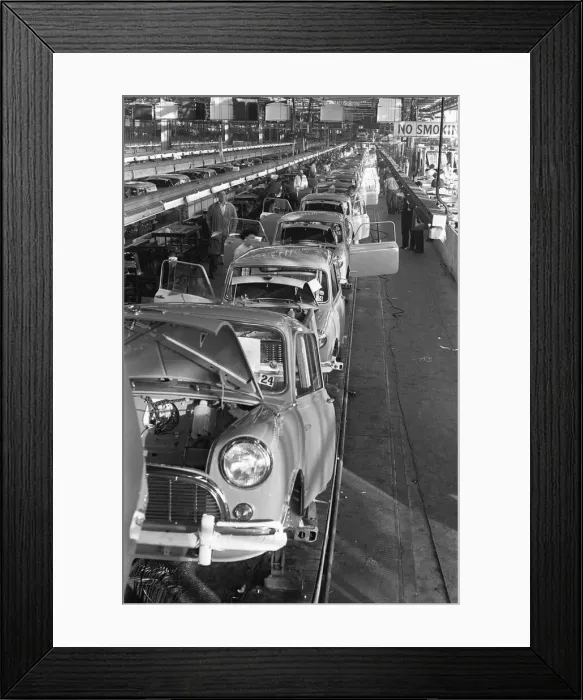 Framed Print : The Austin Mini production line at Longbridge. 10th March 1963 Framed Print : The Austin Mini production line at Longbridge. 10th March 1963