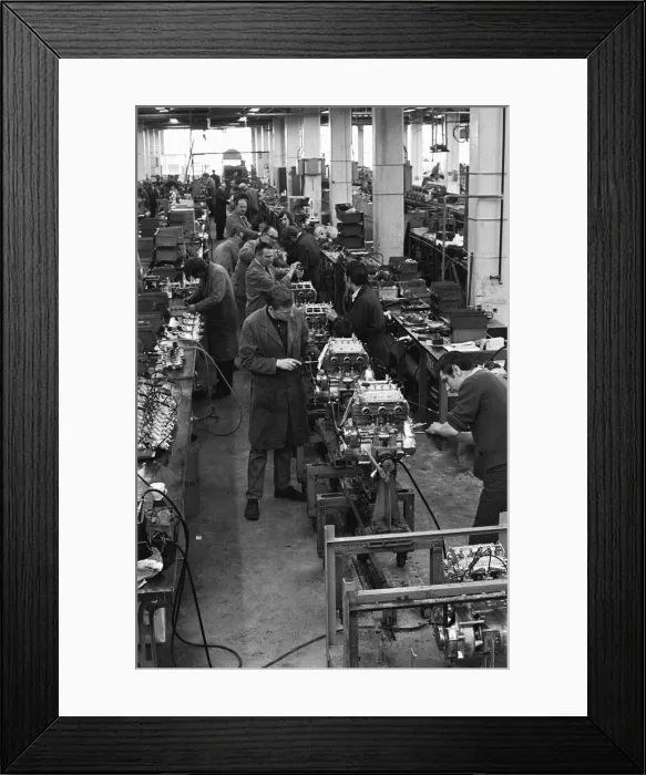 Framed Print : Engine production line at the BSA Factory, Small Heath, Birmingham. 15th March 1973 Framed Print : Engine production line at the BSA Factory, Small Heath, Birmingham. 15th March 1973