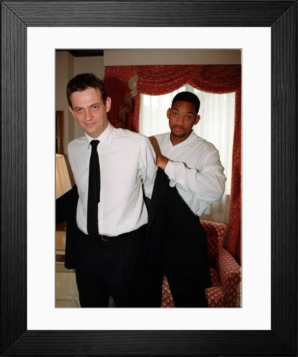 Framed Print : Will Smith actor with Matthew Wright Mirror writer 1997 in London hotel Will Smith is Framed Print : Will Smith actor with Matthew Wright Mirror writer 1997 in London hotel Will Smith is