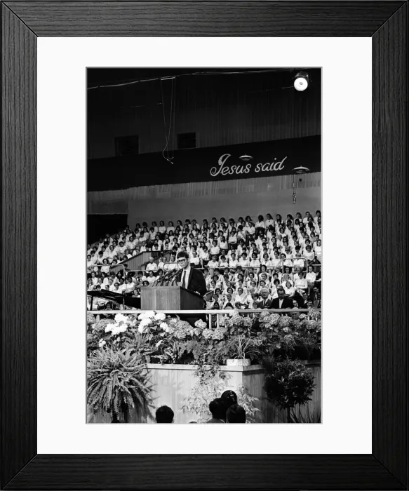 Framed Print : Cliff Richard attends the Billy Graham service at Earls Court. 16th June 1966 Framed Print : Cliff Richard attends the Billy Graham service at Earls Court. 16th June 1966